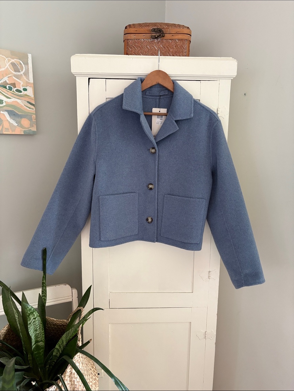 New Woman’s Blue Button-Up Wool Blend Jacket